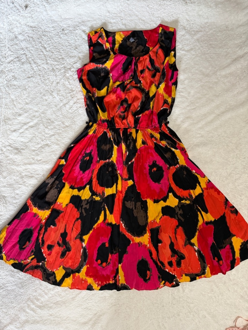 Alfani Black Dress with Red and Brown Floral Accents
